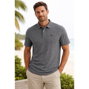 Tommy Bahama Mens Emfielder Polo Shirt Charcoal Grey Heather Marlin Logo XL